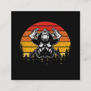 Retro  Sunset Firefighter Gifts   Brandbestrijding Vierkante Visitekaartje
