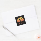 Retro Sunset Fisher Lake Vist Gift Vierkante Sticker (Envelop)