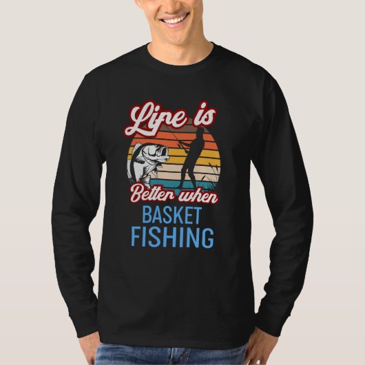 Retro Sunset Fishing  When Basket Fishing T-shirt (Voorkant)