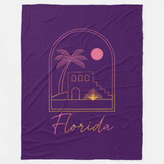 Retro Sunset Florida Vibe Fleece Deken