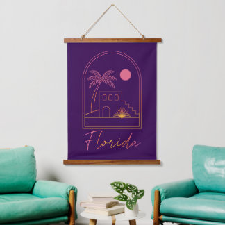 Retro Sunset Florida Vibe Hangend Wandkleed