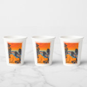 Retro Sunset Forest Landschap Abstract Papieren Bekers