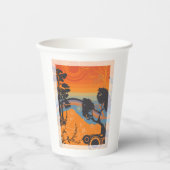 Retro Sunset Forest Landschap Abstract Papieren Bekers (Voorkant)