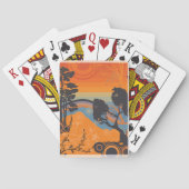 Retro Sunset Forest Landschap Abstract Pokerkaarten (Achterkant)
