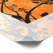 Retro Sunset Forest Landschap Abstract Poster (Hoek)