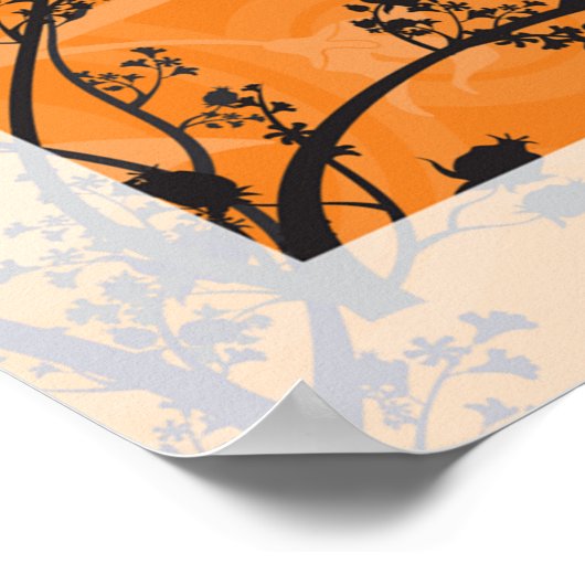 Retro Sunset Forest Landschap Abstract Poster (Hoek)