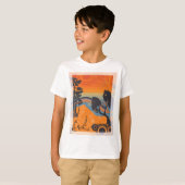 Retro Sunset Forest Landschap Abstract T-shirt (Voorkant volledig)