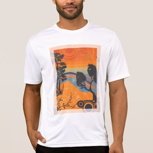 Retro Sunset Forest Landschap Abstract T-shirt (Voorkant)
