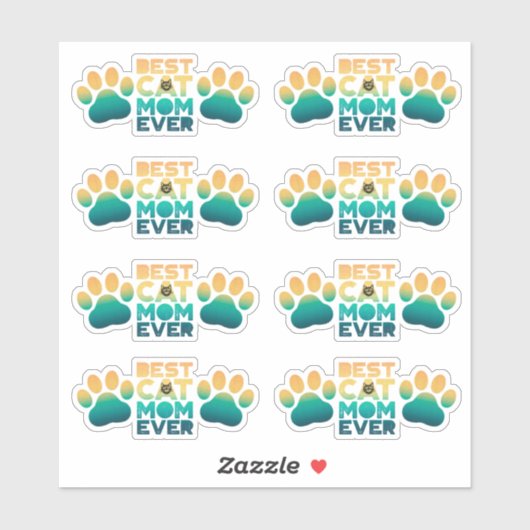 Retro Sunset Foto Moederdag Best Cat Mam Ever Sticker (Vel)