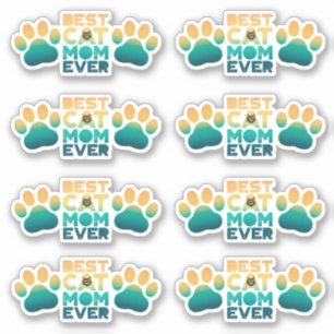 Retro Sunset Foto Moederdag Best Cat Mam Ever Sticker