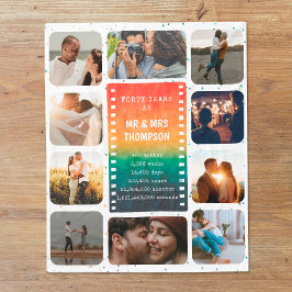 Retro Sunset Foto van de heer en mevrouw 40e Jubil Fleece Deken