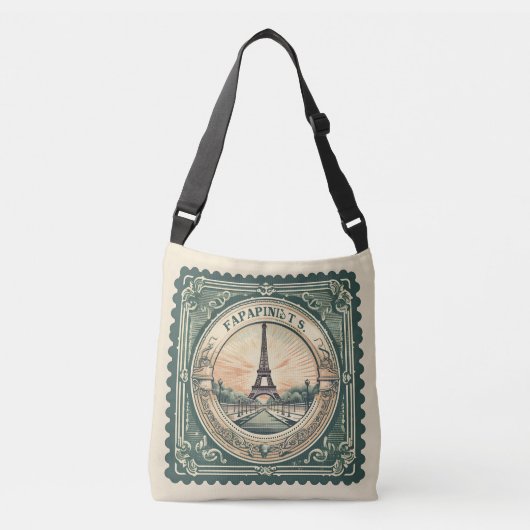 Retro Sunset Franse Eiffeltoren Parijs Frankrijk Crossbody Tas (Voorkant)