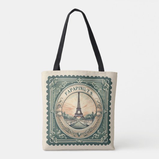 Retro Sunset Franse Eiffeltoren Parijs Frankrijk Tote Bag (Achterkant)