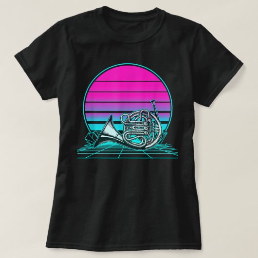 Retro Sunset French Horn3 T-shirt (Design voorkant)