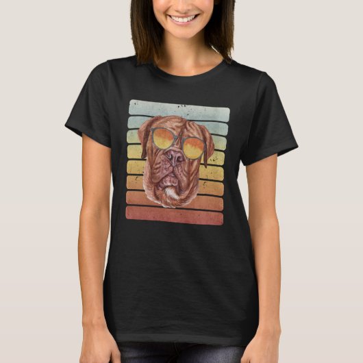 Retro  Sunset French Mastiff mam Pap T-shirt (Voorkant)