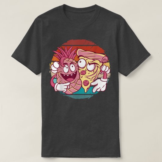 retro Sunset Funny Pineapple en Pizza Foo T-shirt (Design voorkant)