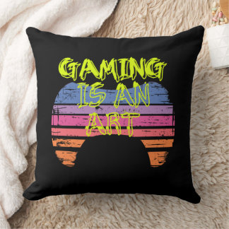 Retro Sunset Gaming Controller Kunst Gamer Citaat Kussen