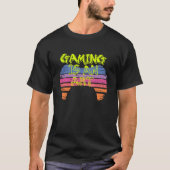 Retro Sunset Gaming Controller Kunst Gamer Citaat T-shirt (Voorkant)