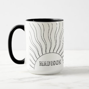 Retro Sunset Gepersonaliseerde Naam Kleuren Mok