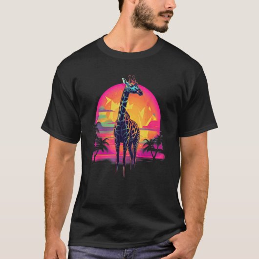 Retro Sunset Giraffe T-shirt (Voorkant)