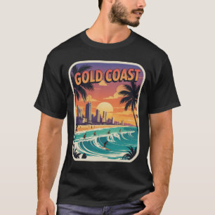 Retro Sunset Gold Coast Australië Surfer Beach T-shirt