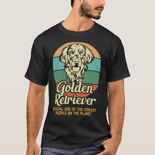  Retro Sunset Golden Retriever Officiële Dog T-shirt (Voorkant)