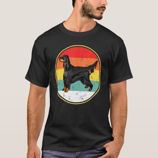  Retro Sunset Gordon Setter Dog T-shirt (Voorkant)