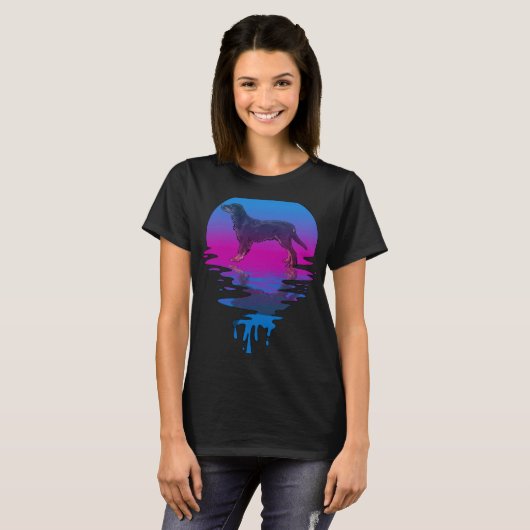  Retro Sunset Gordon Setter T-shirt (Voorkant volledig)