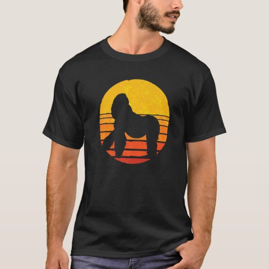Retro Sunset Gorilla Aap Aap Dier Gorilla T-shirt (Voorkant)