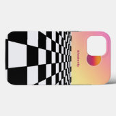 Retro Sunset Gradient Checkerboard Case-Mate iPhone Case (Achterkant (horizontaal))