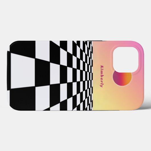 Retro Sunset Gradient Checkerboard Case-Mate iPhone Case (Achterkant (horizontaal))
