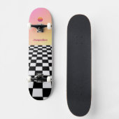 Retro Sunset Gradient Checkerboard Persoonlijk Skateboard (Voorkant)