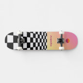 Retro Sunset Gradient Checkerboard Persoonlijk Skateboard (Horizontaal)