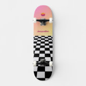 Retro Sunset Gradient Checkerboard Persoonlijk Skateboard (Voorkant)