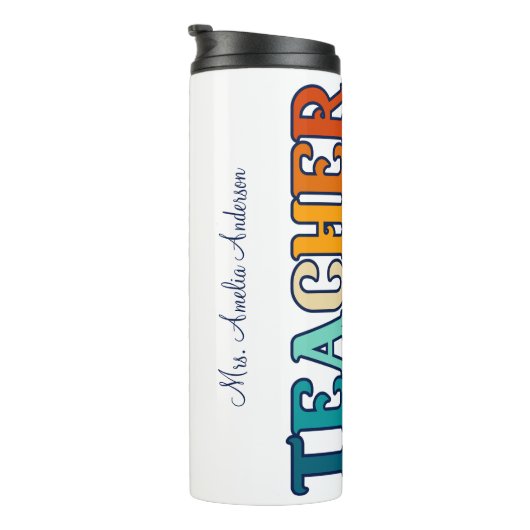 Retro Sunset Gradient Teacher Appreciation Gift Thermosbeker (Geroteerd rechts)