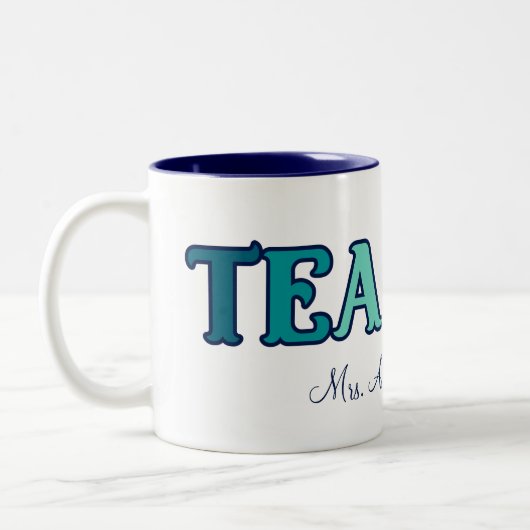 Retro Sunset Gradient Teacher Appreciation Gift Tweekleurige Koffiemok (Links)