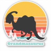 Retro Sunset Grandmasaurus Sticker (Voorkant)