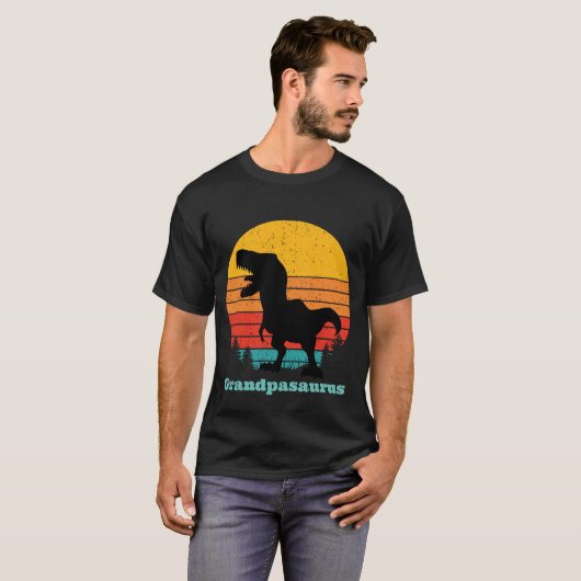 Retro Sunset Grandpasaurus T-shirt (Voorkant volledig)