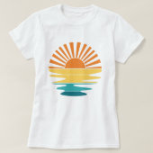 Retro Sunset Graphic, Women’s Summer Sun & Sea T-shirt (Design voorkant)
