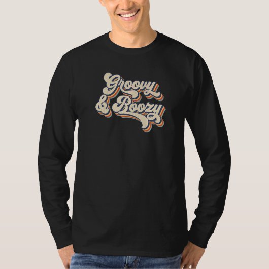 Retro Sunset Groovy & Boozy Bachelorette Party Bri T-shirt (Voorkant)