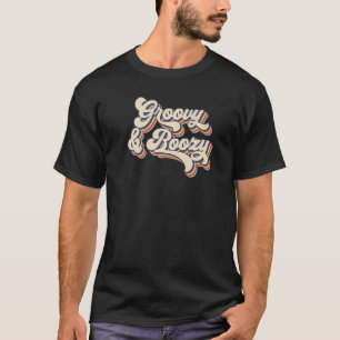 Retro Sunset Groovy & Dronken Vrijgezellenfeest Br T-shirt