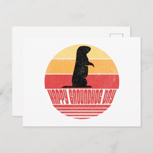 Retro Sunset Groundhog Day Briefkaart (Voorkant / Achterkant)