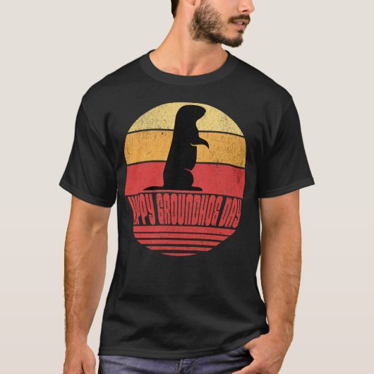 Retro Sunset Groundhog Day T-shirt (Voorkant)
