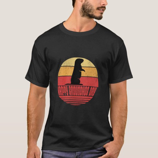 Retro Sunset Groundhog Day T-shirt (Voorkant)