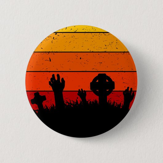 Retro Sunset Halloween begraafplaats I Ronde Button 5,7 Cm (Voorkant)
