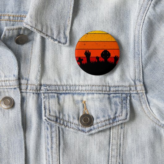  Retro Sunset Halloween begraafplaats I Ronde Button 5,7 Cm (In situ)