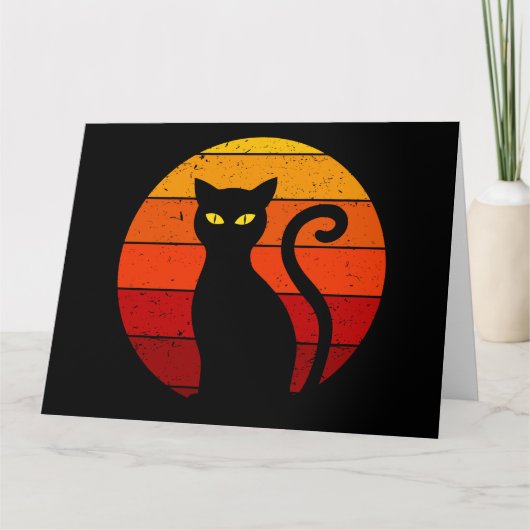 Retro Sunset Halloween Black Cat I Kaart (Voorkant)