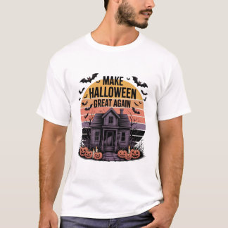 Retro Sunset Halloween kunstwerk - Creepy Haunted T-shirt