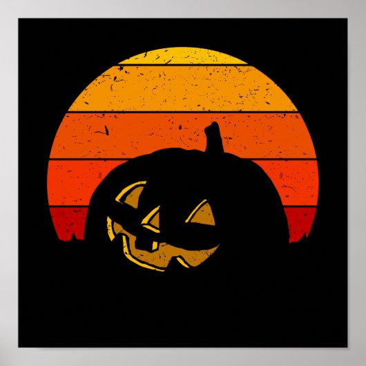Retro Sunset Halloween Pumpkin I Poster (Voorkant)