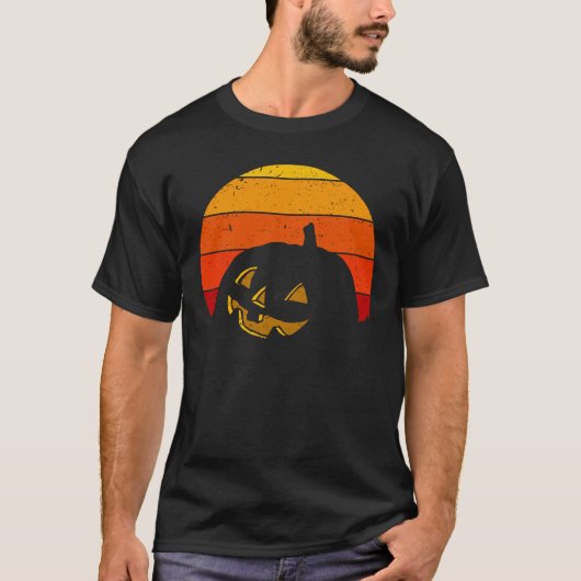  Retro Sunset Halloween Pumpkin I T-shirt (Voorkant)